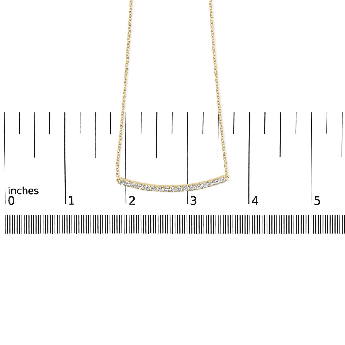 14K Gold 1.00 Cttw Diamond Curved Bar Pendant Necklace (H-I Color, VS2-SI1 Clarity) - 18 Inches