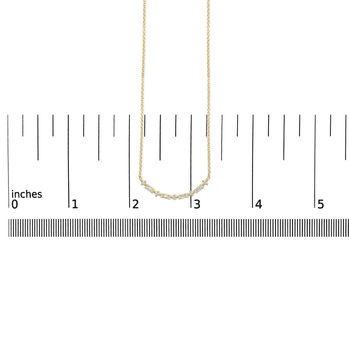 14K Gold 1/5 Cttw Diamond Mixed Shape Curve Bar Pendant Necklace (H-I Color, VS2-SI1 Clarity) - 18&quot; Inches