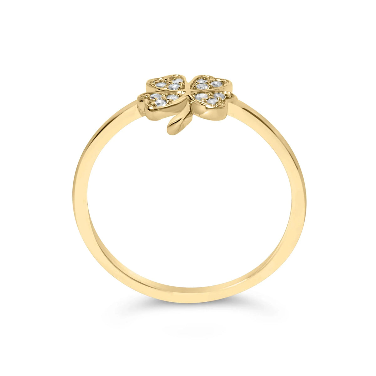 10K Yellow Gold Diamond Accent 4 Leaf Clover Ring (H-I Color, I1-I2 Clarity)