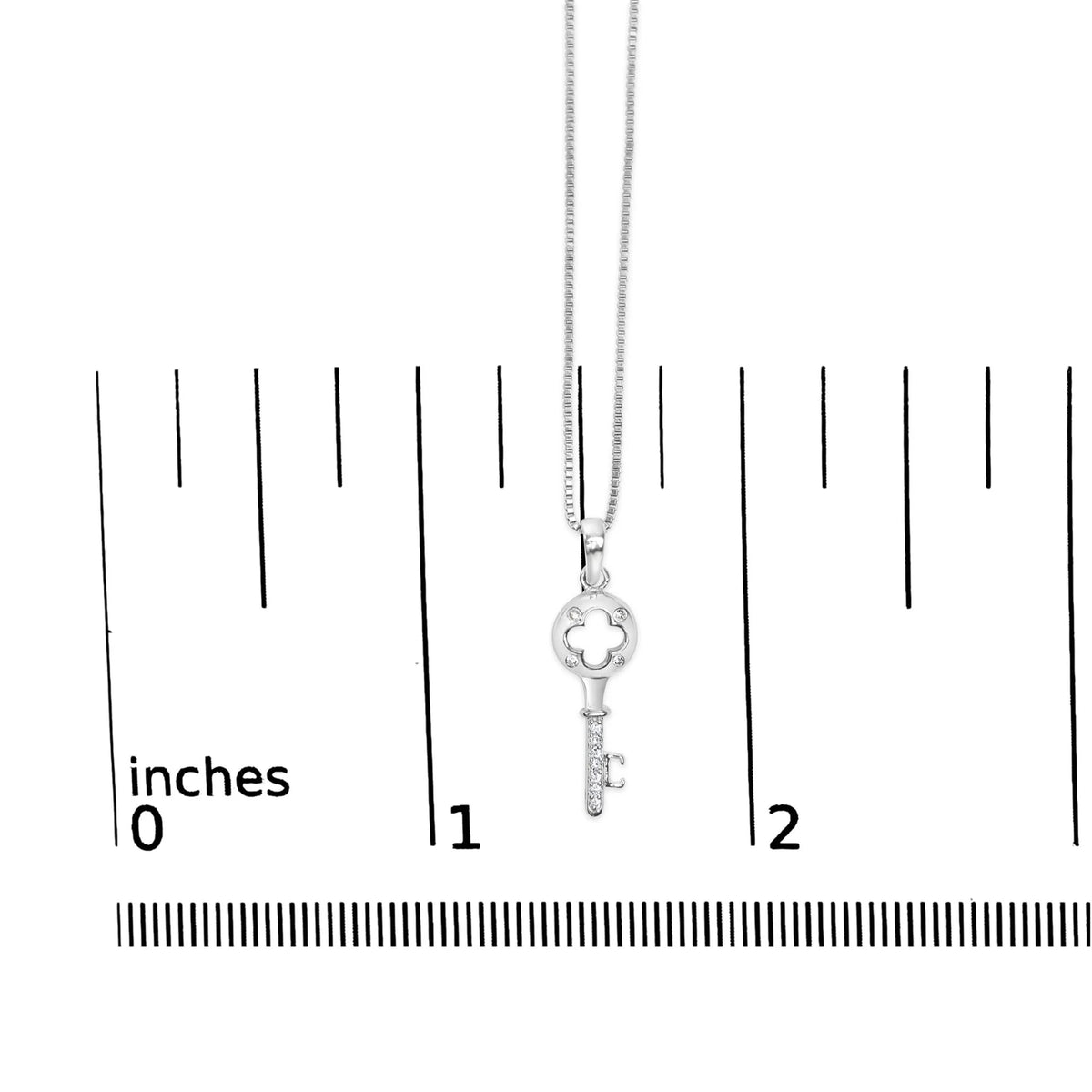 .925 Sterling Silver Diamond Accent Key Pendant Necklace (I-J Color, I2-I3 Clarity) - 18&quot; Inches