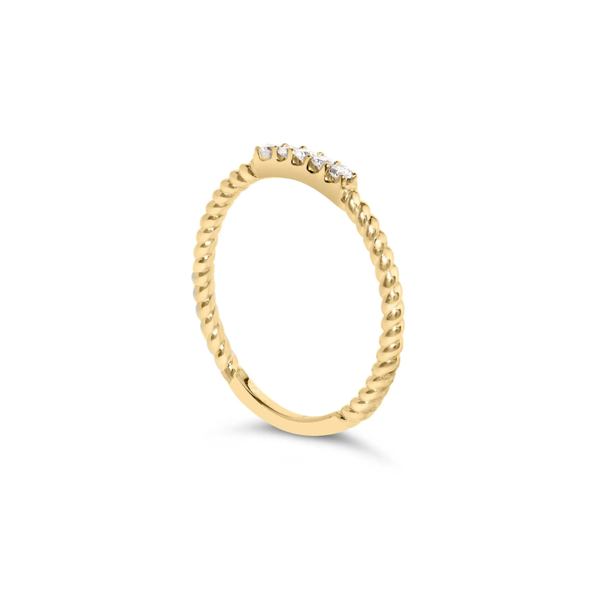 10K Yellow Gold 1/10 Cttw Diamond 5 Stone Braided Shank Band Ring (I-J Color, I2-I3 Clarity)