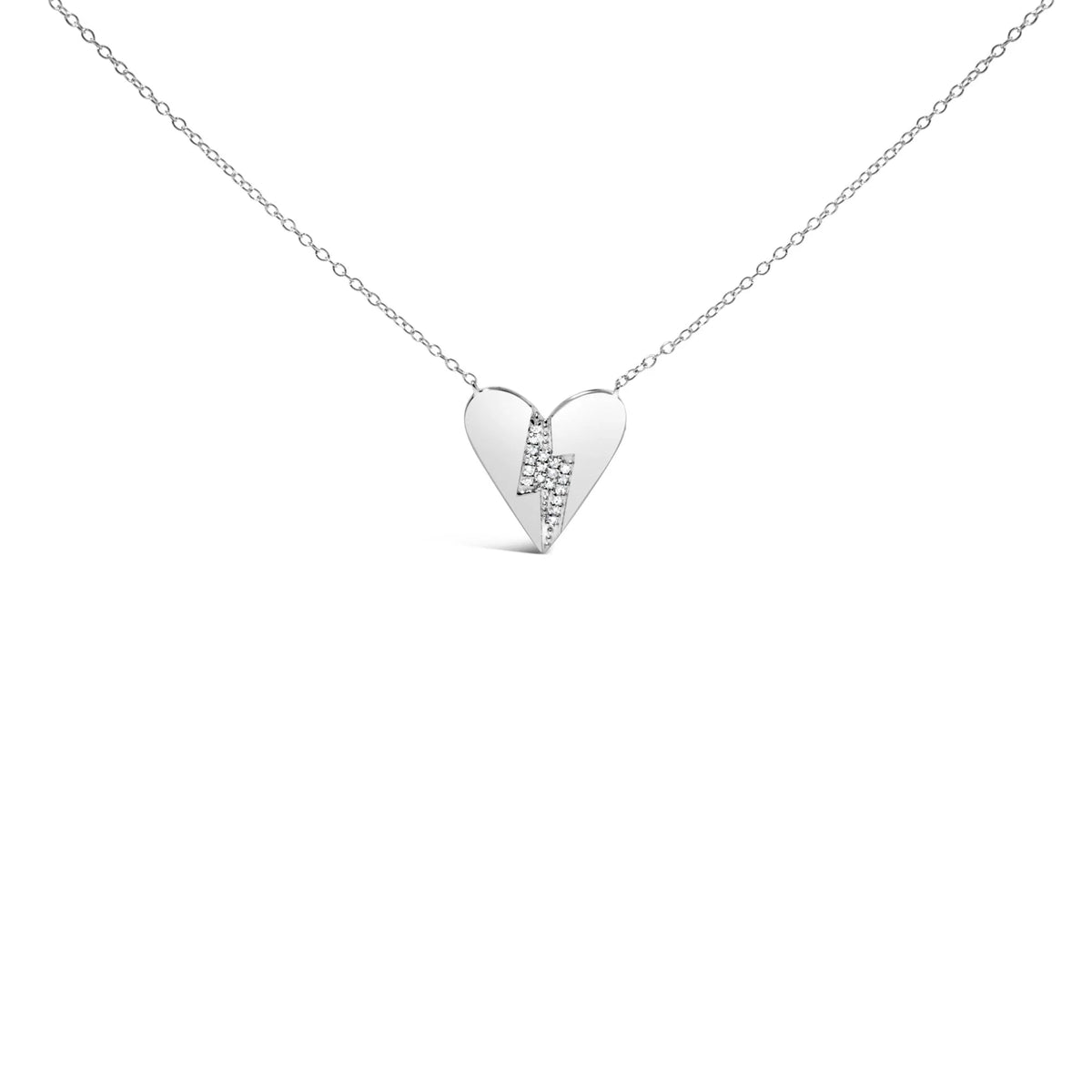 .925 Sterling Silver Diamond Broken Heart Pendant Necklace (H-I Color, I1-I2 Clarity) - 18&quot; Inches