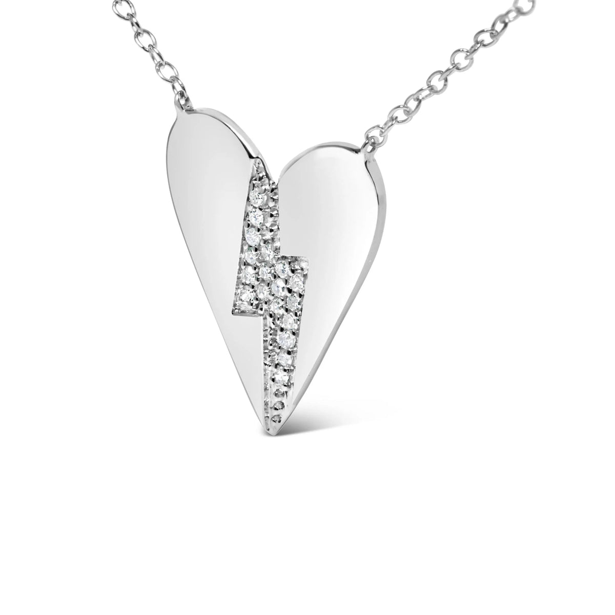 .925 Sterling Silver Diamond Broken Heart Pendant Necklace (H-I Color, I1-I2 Clarity) - 18&quot; Inches