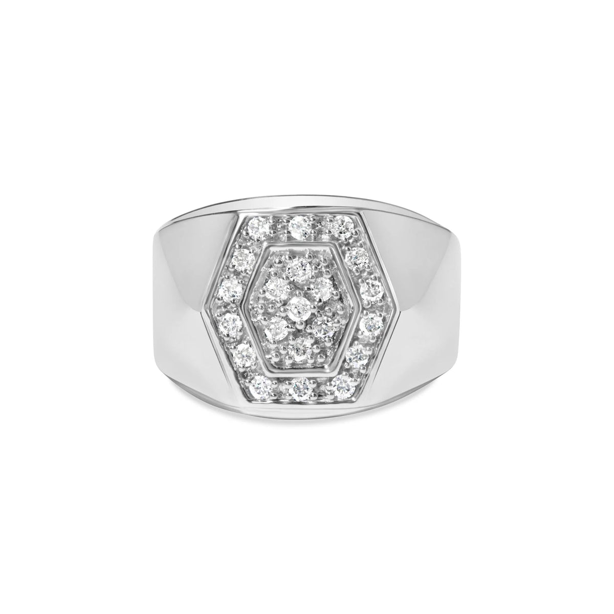 Men&#39;s .925 Sterling Silver 1/2 Cttw Multi-Diamond Hexagon Frame Ring (I-J Color, I3 Clarity)