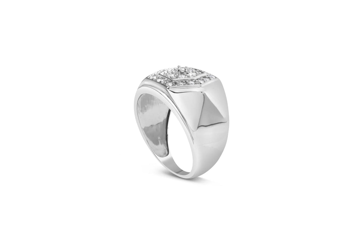 Men&#39;s .925 Sterling Silver 1/2 Cttw Multi-Diamond Hexagon Frame Ring (I-J Color, I3 Clarity)