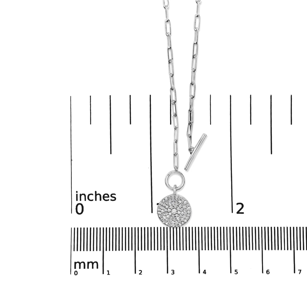 .925 Sterling Silver 3/8 Cttw Diamond Medallion with Toggle Bale Paperclip Chain Pendant Necklace (H-I Color, SI1-SI2 Clarity) - 18&quot; Inches