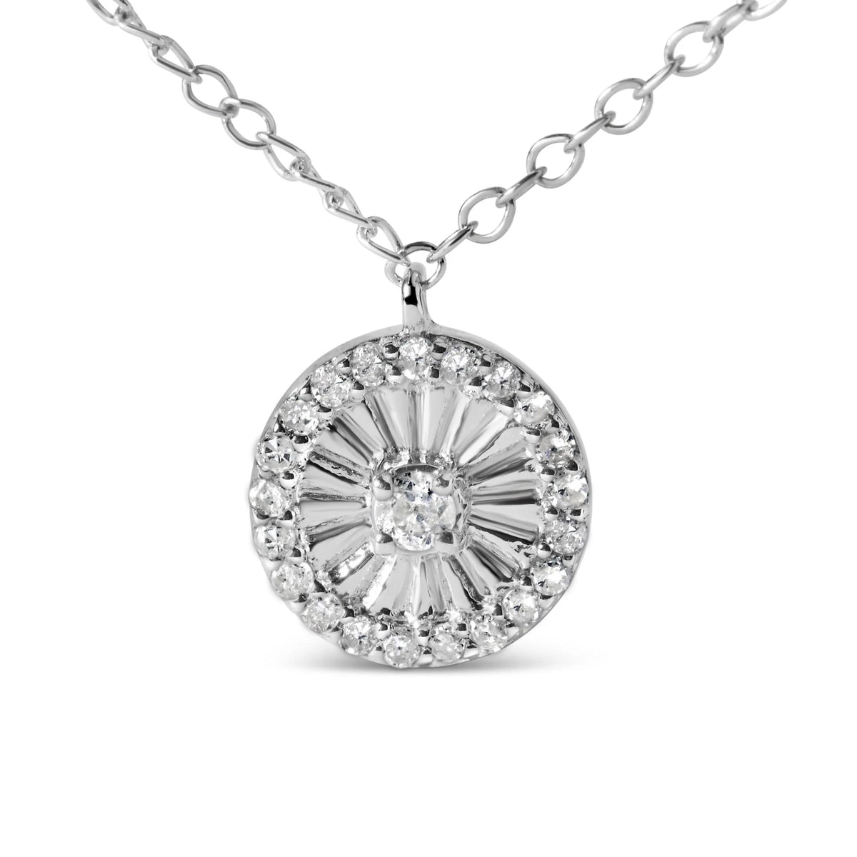 .925 Sterling Silver 1/6 Cttw Diamond Wheel and Spoke Pendant Necklace (H-I Color, I2-I3 Clarity) - 18&quot;