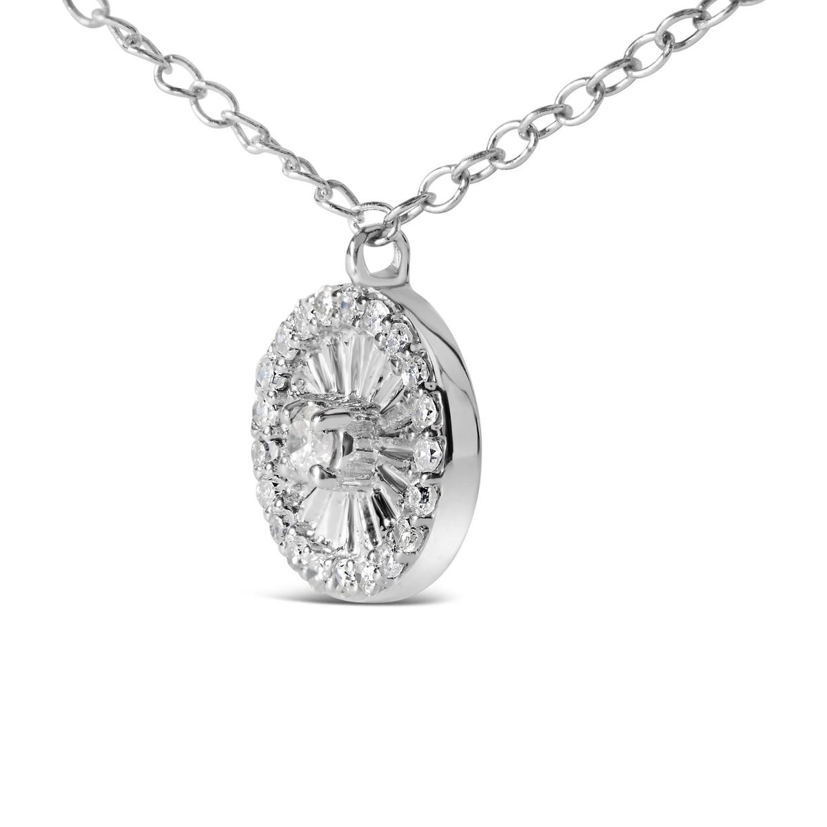 .925 Sterling Silver 1/6 Cttw Diamond Wheel and Spoke Pendant Necklace (H-I Color, I2-I3 Clarity) - 18&quot;