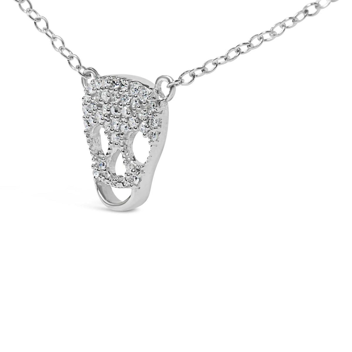 .925 Sterling Silver 1/7 Cttw Diamond Skull Pendant Necklace (H-I Color, SI1-SI2 Clarity) - 18&quot; Inches