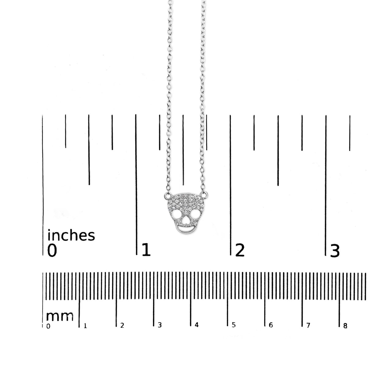 .925 Sterling Silver 1/7 Cttw Diamond Skull Pendant Necklace (H-I Color, SI1-SI2 Clarity) - 18&quot; Inches