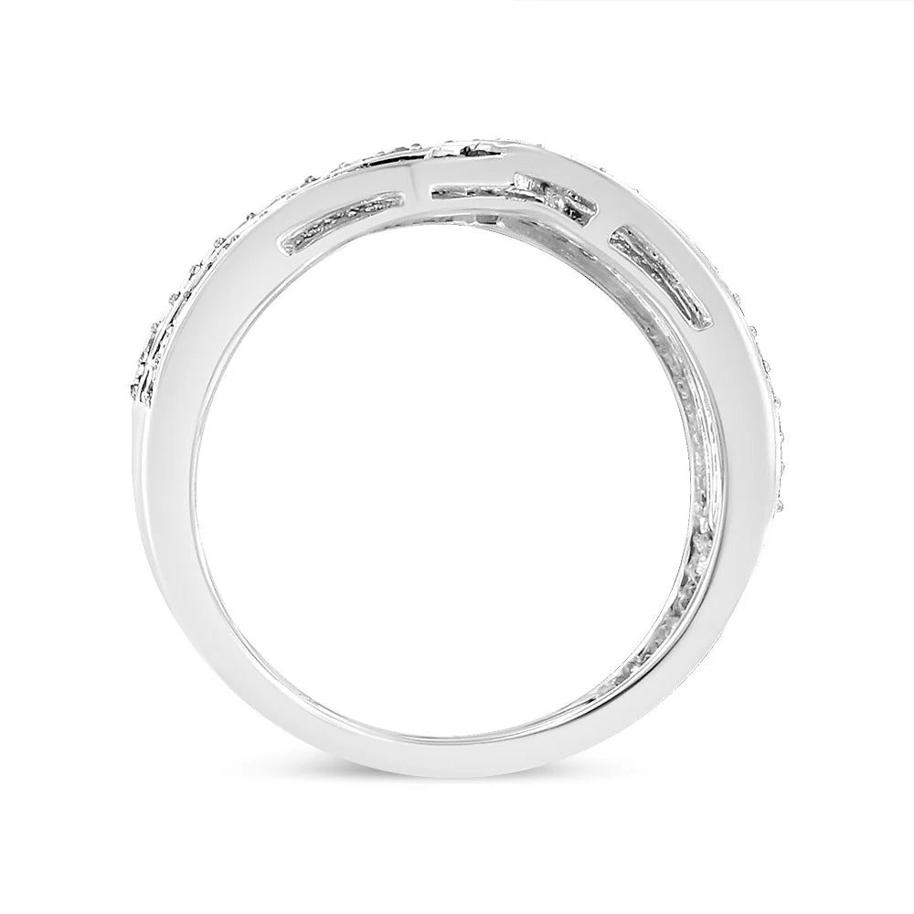 .925 Sterling Silver 1/2 Cttw Diamond Multi-Row Bypass Band Ring (I-J Color, I3 Clarity)