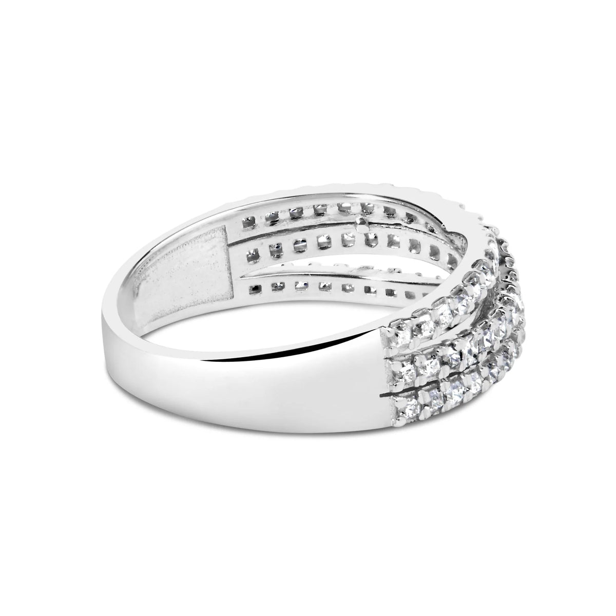 10K White Gold 3/4 Cttw Princess Natural Diamond Split Shank and Weave Band Ring (H-I Color, SI1-SI2 Clarity)