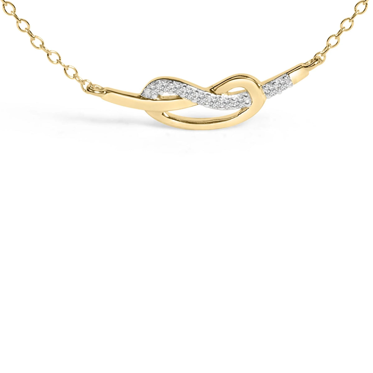 14K Yellow Gold Plated .925 Sterling Silver Diamond Accent Infinity Ribbon Pendant Necklace (I-J Color, I1-I2 Clarity) - &quot;18 Inch