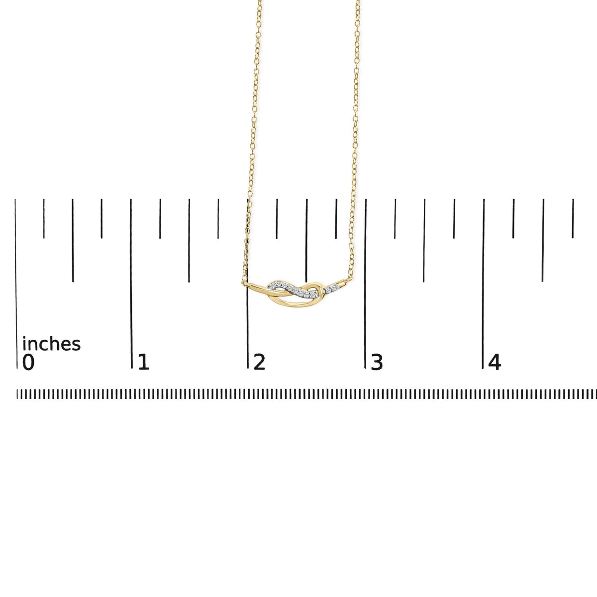 14K Yellow Gold Plated .925 Sterling Silver Diamond Accent Infinity Ribbon Pendant Necklace (I-J Color, I1-I2 Clarity) - &quot;18 Inch