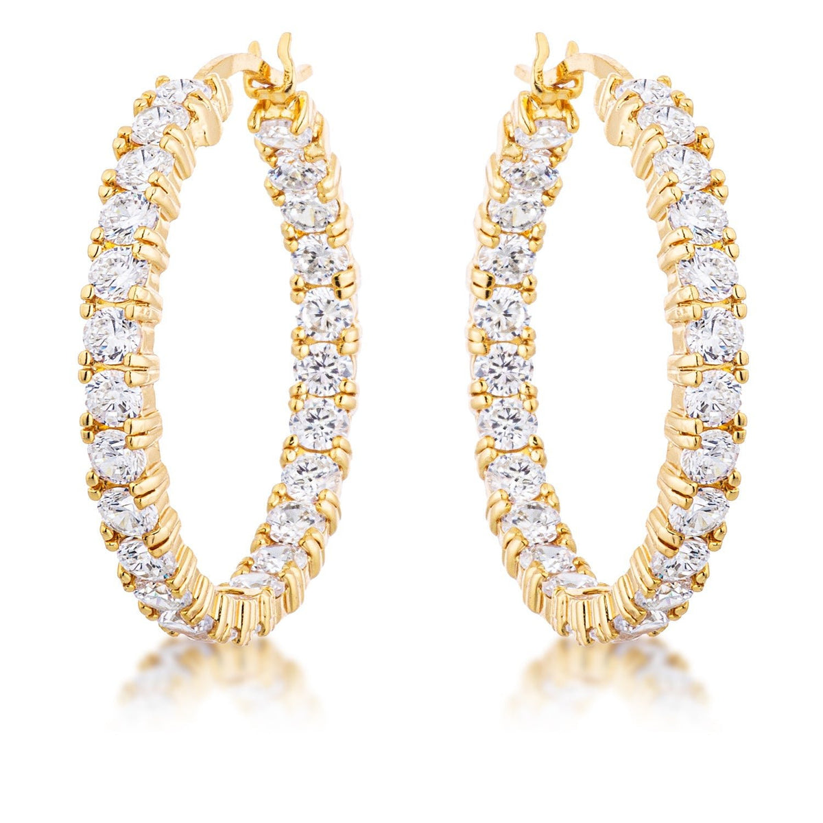 18k Gold Plated Eternity Hoop Earrings - LinkagejewelrydesignLinkagejewelrydesign