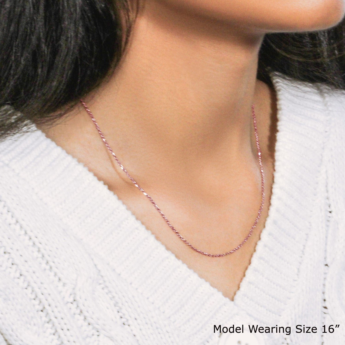 18k Rose Gold Diamond Cut Cable Link Chain (1.10 mm) - LinkagejewelrydesignLinkagejewelrydesign
