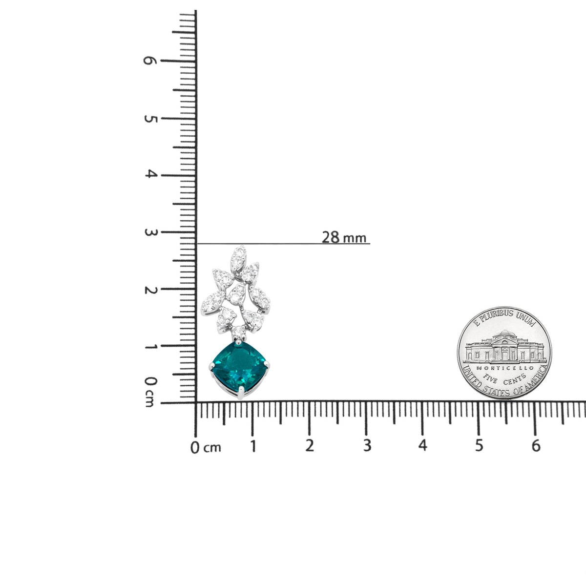 18K White Gold 1 1/10 Cttw Diamond and 7.9 x 7.7mm Green Emerald Drop Earrings (G - H Color, SI1 - SI2 Clarity) - LinkagejewelrydesignLinkagejewelrydesign