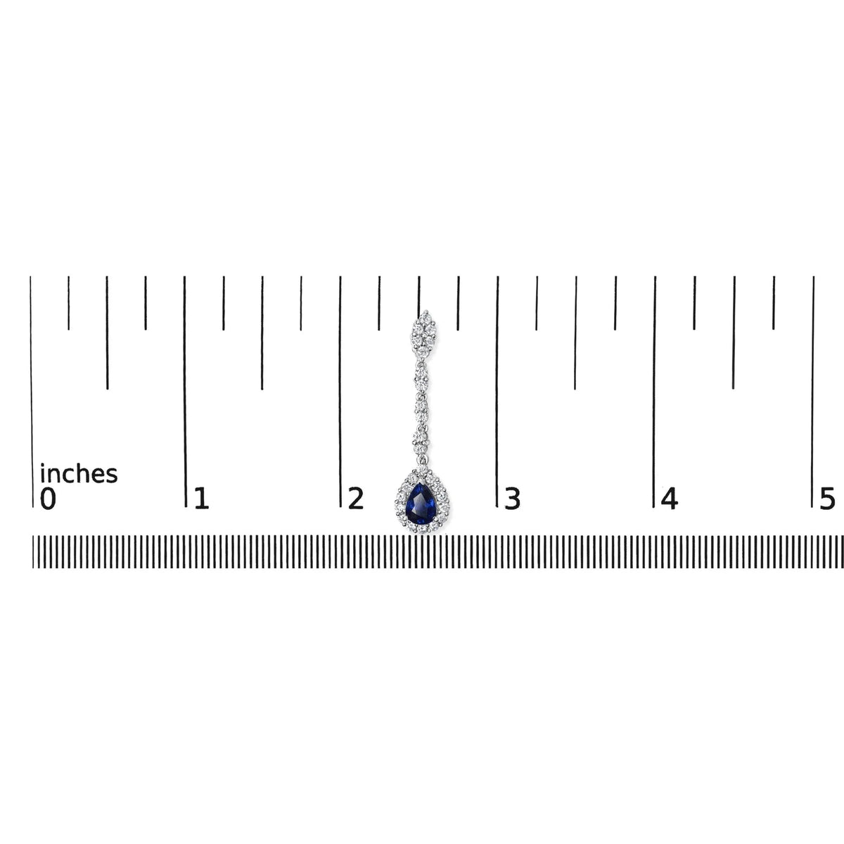 18K White Gold 1 3/5 Cttw Diamond and 7X5 MM Pear Shaped Blue Sapphire 1 1/3 Inch Drop and Dangle Halo Earrings (G - H Color, VS1 - VS2 Clarity) - LinkagejewelrydesignLinkagejewelrydesign