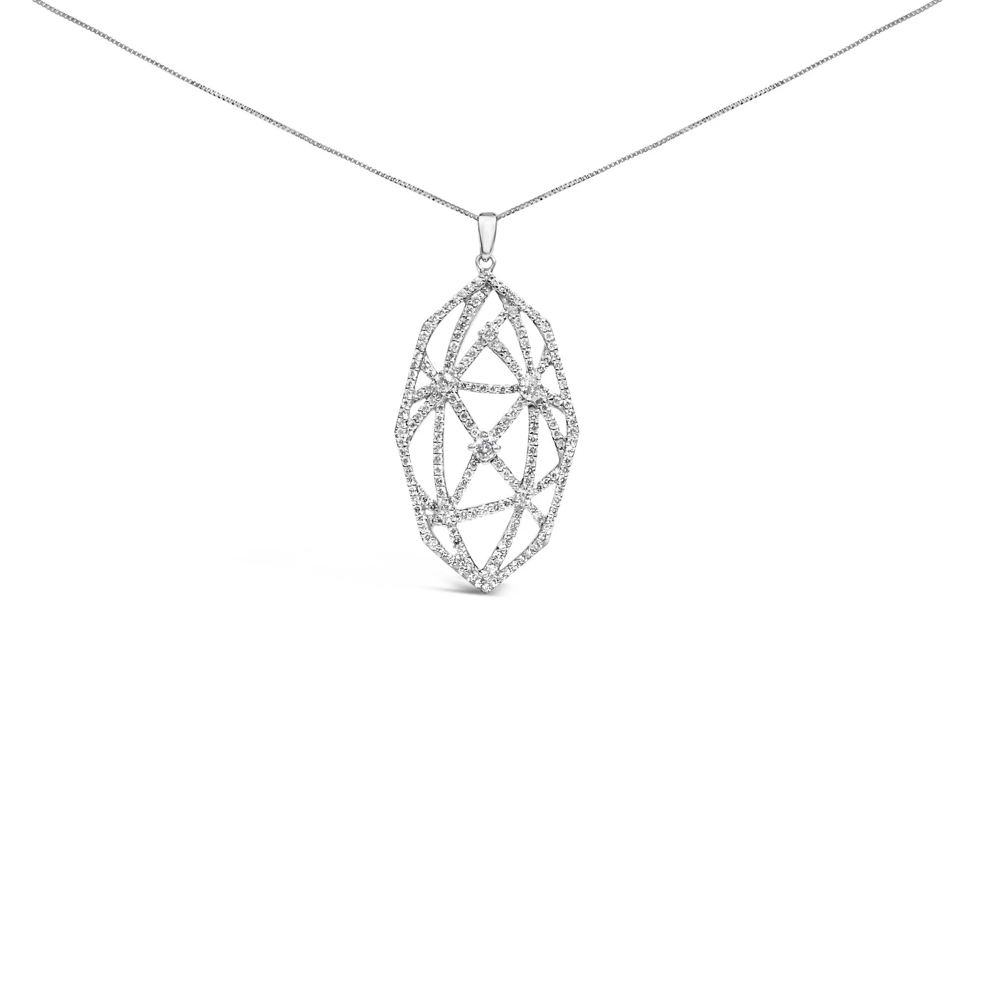 18K White Gold 2 1/4 Cttw Diamond Geometric Open Work Pendant Necklace (F - G Color, VS1 - VS2 Clarity) - 18" - LinkagejewelrydesignLinkagejewelrydesign