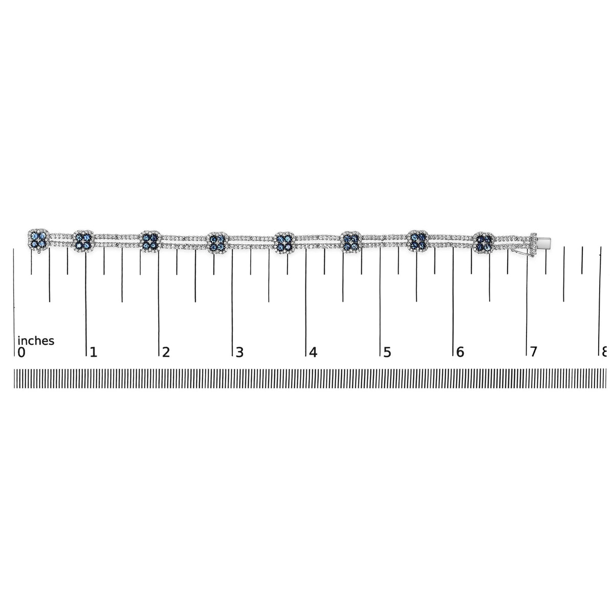 18K White Gold 2 3/4 Cttw Diamond and 3x3MM Sapphire Double Row Link Bracelet (G - H Color, VS1 - VS2 Clarity) - 7" Inches - LinkagejewelrydesignLinkagejewelrydesign