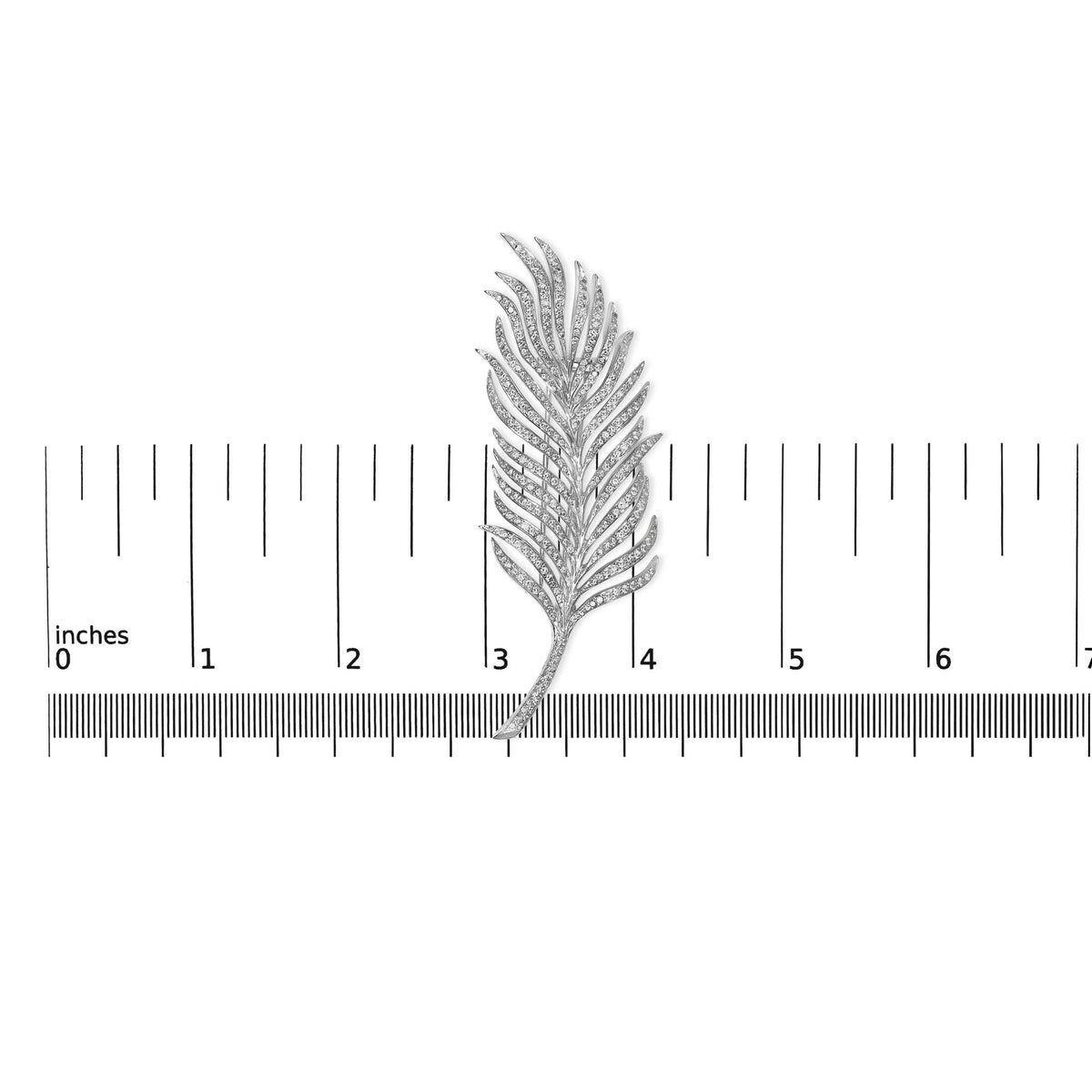 18K White Gold 2 7/8 Cttw Diamond Feather Brooch Pin (G - H Color, VS1 - VS2 Clarity) - LinkagejewelrydesignLinkagejewelrydesign