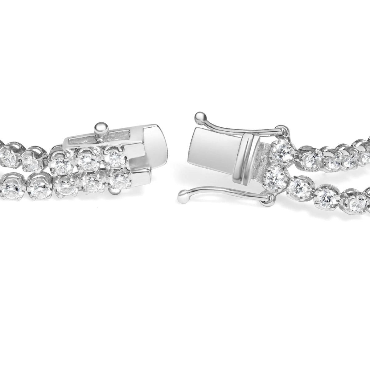 18K White Gold 5 3/5 Cttw Natural Diamond Double Row Link Tennis Bracelet (G - H Color, VS1 - VS2 Clarity) - 7&quot; Inches - LinkagejewelrydesignLinkagejewelrydesign