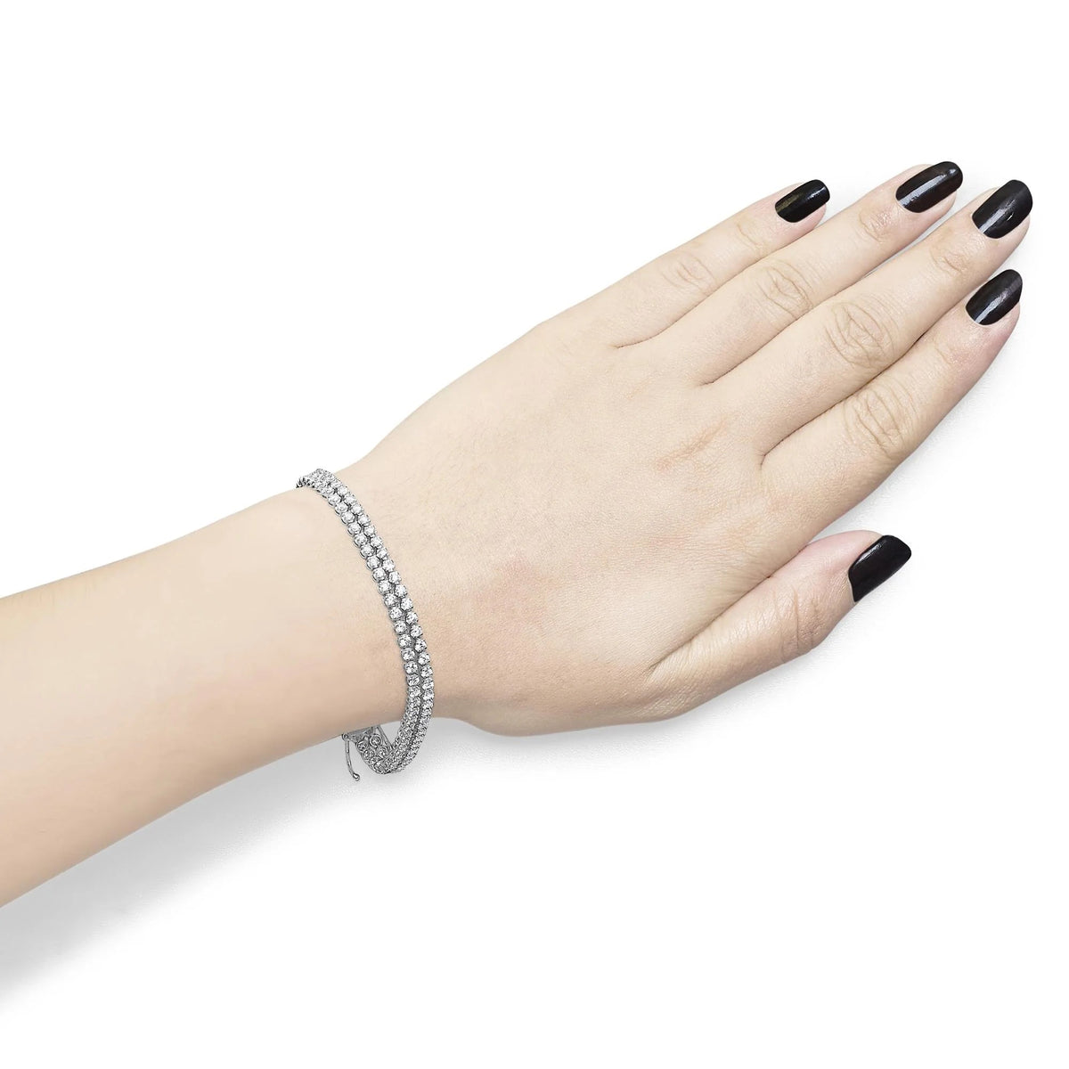18K White Gold 5 3/5 Cttw Natural Diamond Double Row Link Tennis Bracelet (G - H Color, VS1 - VS2 Clarity) - 7&quot; Inches - LinkagejewelrydesignLinkagejewelrydesign