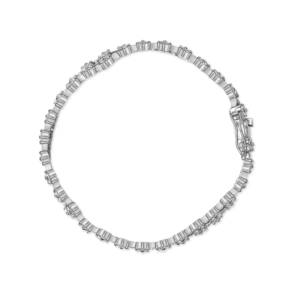 18K White Gold 6 1/2 Cttw Diamond 3 Row Floral Link Bracelet (G - H Color, VS1 - VS2 Clarity) - 7 " Inches - LinkagejewelrydesignLinkagejewelrydesign