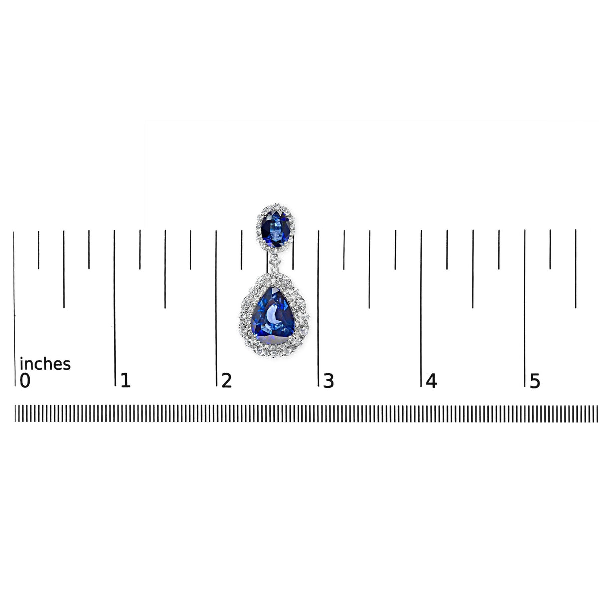 18K White Gold Blue Sapphire 2 3/4 Cttw Diamond Halo Drop Dangle Earring (G - H Color, SI1 - SI2 Clarity) - LinkagejewelrydesignLinkagejewelrydesign