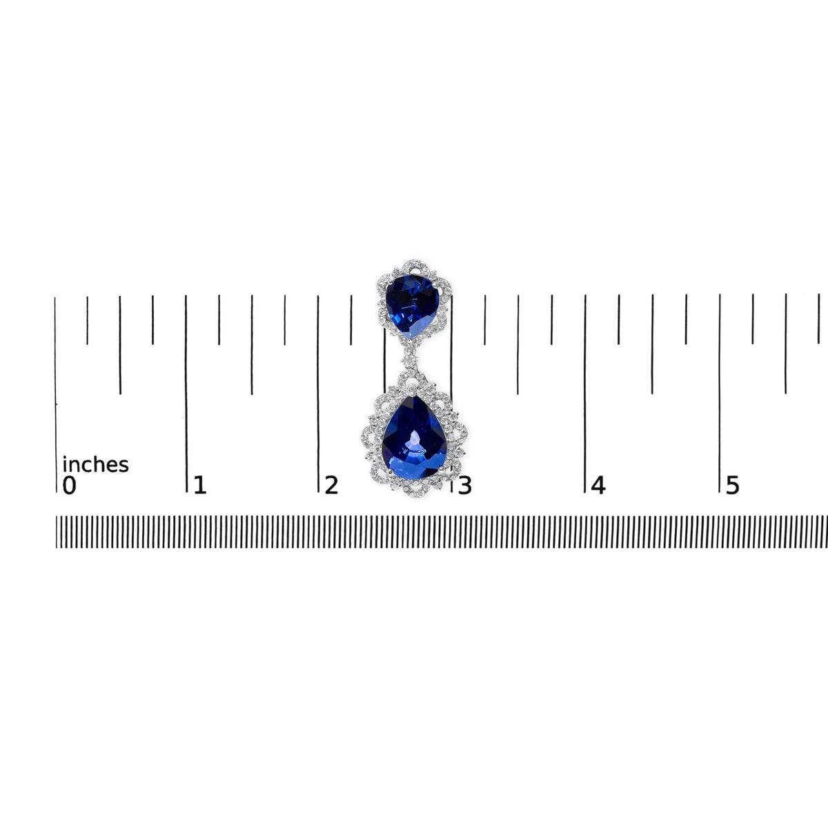 18K White Gold Blue Sapphire and Diamond 2.00 Cttw Diamond Halo Drop and Dangle Earring (G - H Color, SI1 - SI2 Clarity) - LinkagejewelrydesignLinkagejewelrydesign