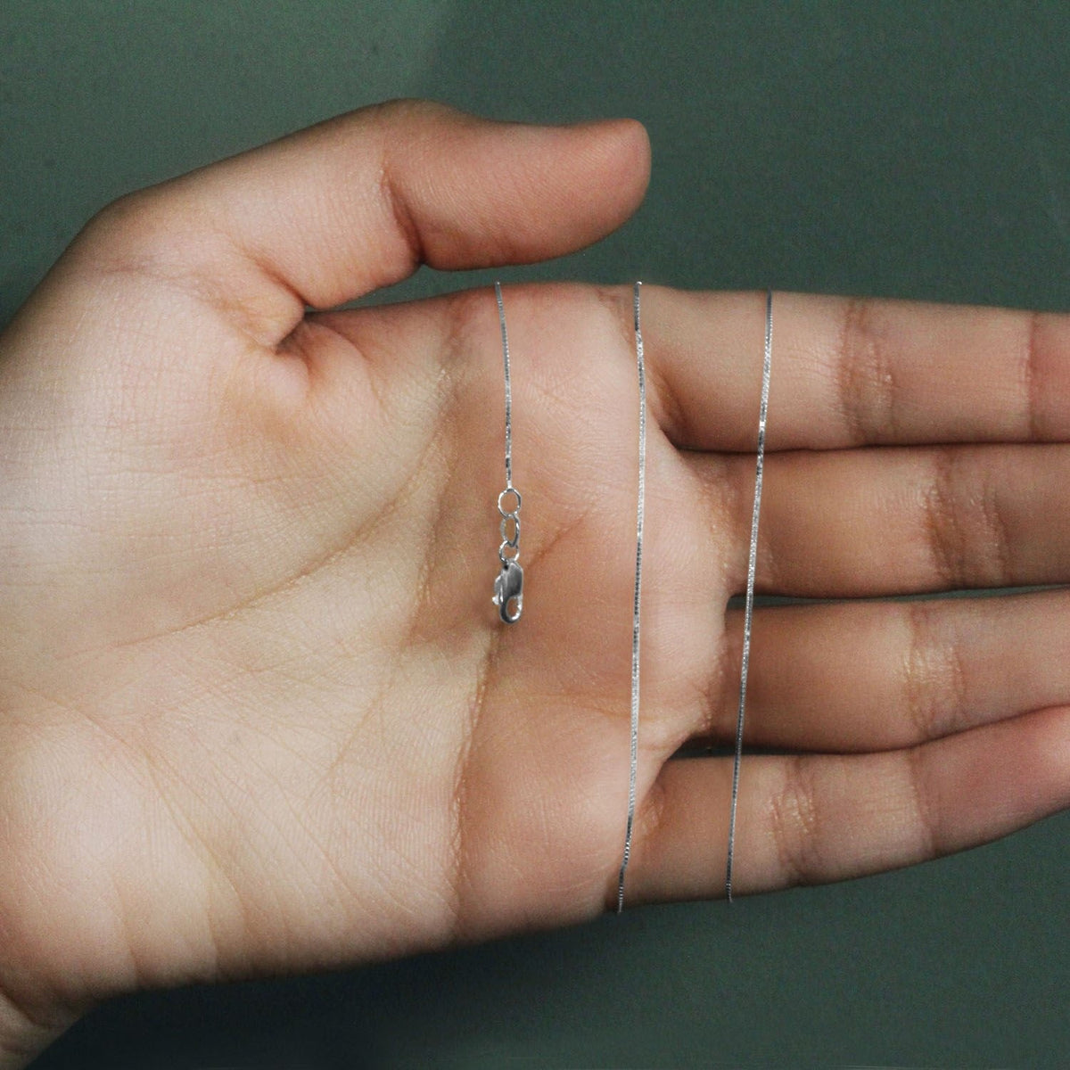 18k White Gold Box Chain 0.6mm - LinkagejewelrydesignLinkagejewelrydesign