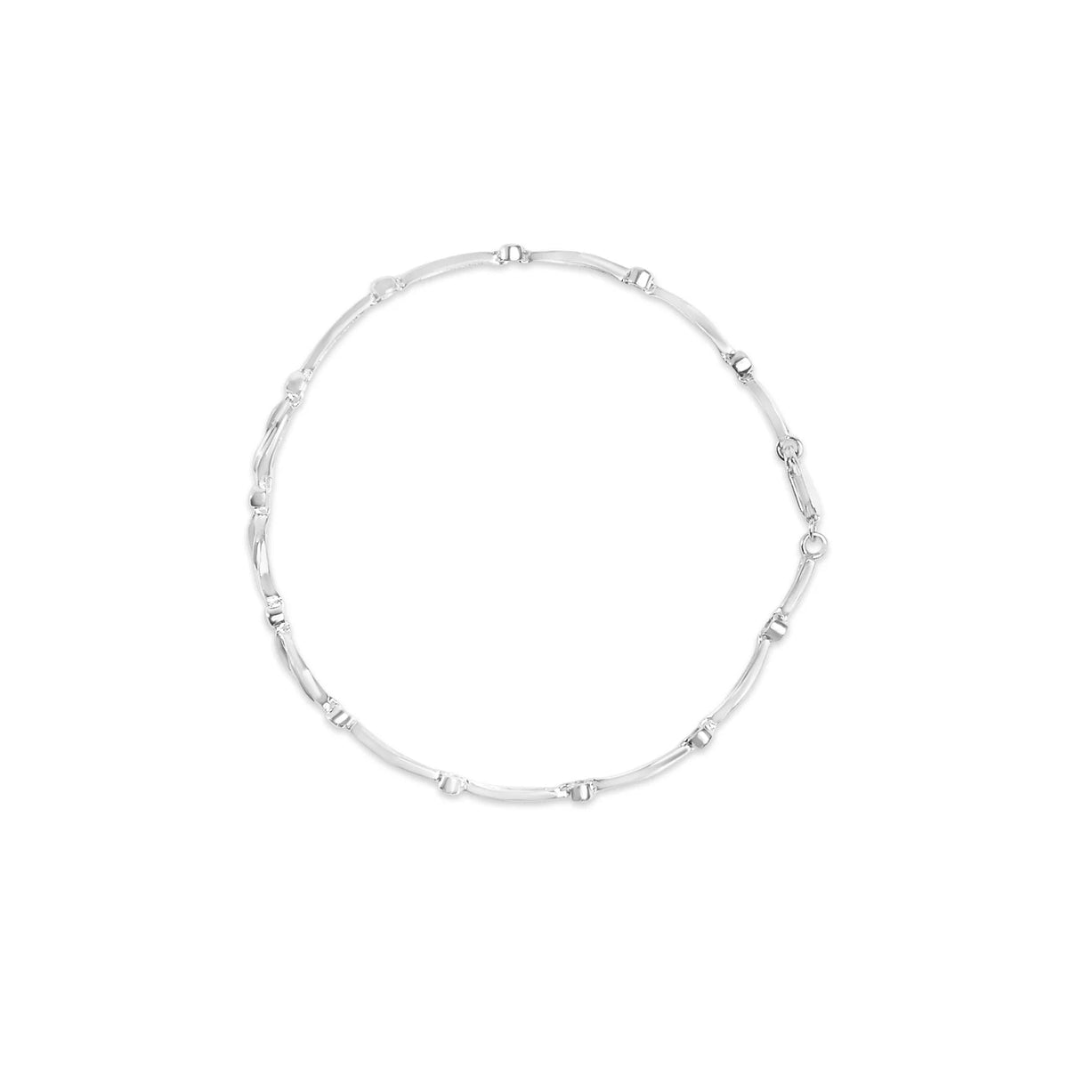 18K White Gold Diamond Accent 3 Stone Link 7" Bracelet (I - J Color, I1 - I2 Clarity) - LinkagejewelrydesignLinkagejewelrydesign