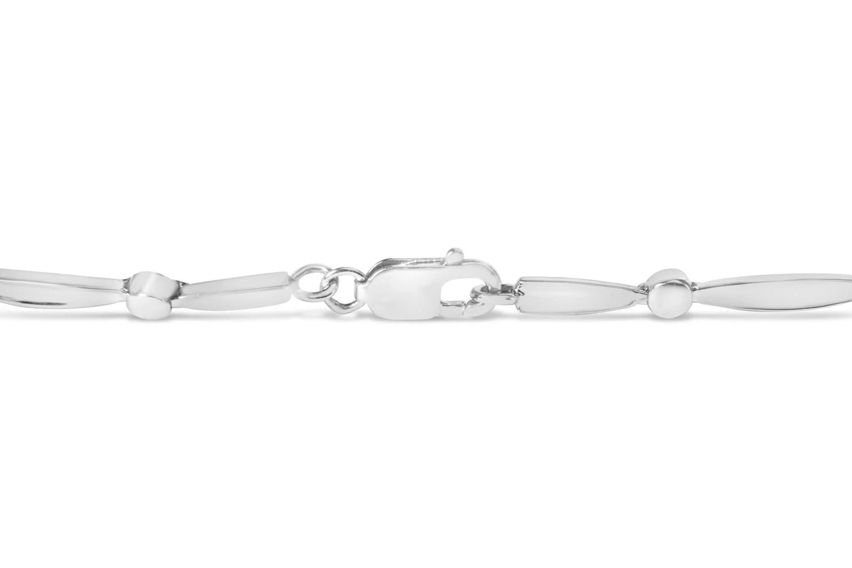 18K White Gold Diamond Accent 3 Stone Link 7" Bracelet (I - J Color, I1 - I2 Clarity) - LinkagejewelrydesignLinkagejewelrydesign