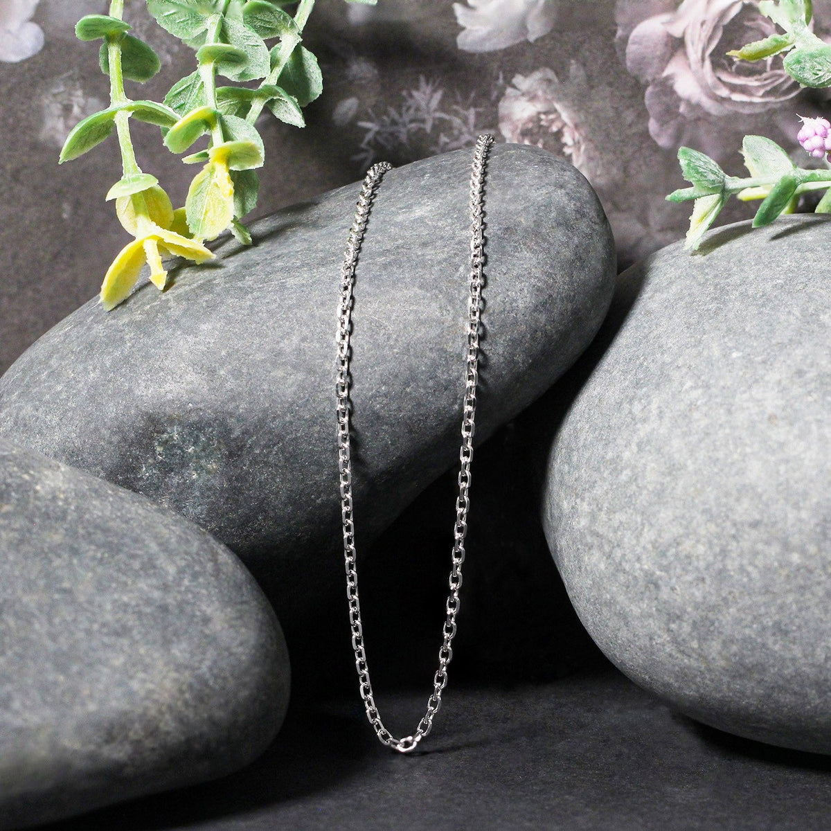 18k White Gold Diamond Cut Cable Link Chain (1.90 mm) - LinkagejewelrydesignLinkagejewelrydesign