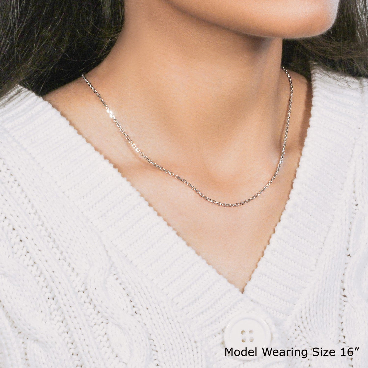 18k White Gold Diamond Cut Cable Link Chain (1.90 mm) - LinkagejewelrydesignLinkagejewelrydesign