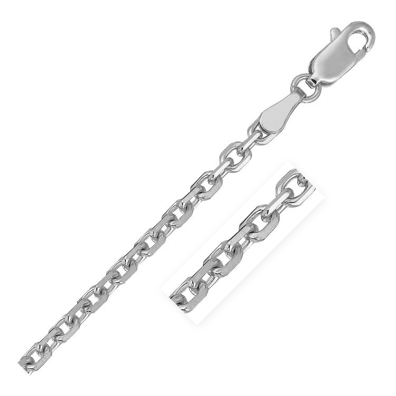 18k White Gold Diamond Cut Cable Link Chain (2.60 mm) - LinkagejewelrydesignLinkagejewelrydesign