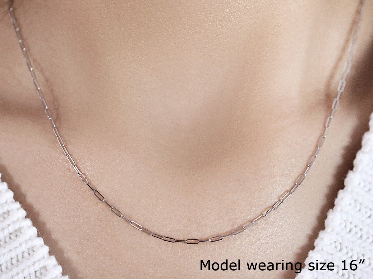 18K White Gold Fine Paperclip Chain (1.50 mm) - LinkagejewelrydesignLinkagejewelrydesign