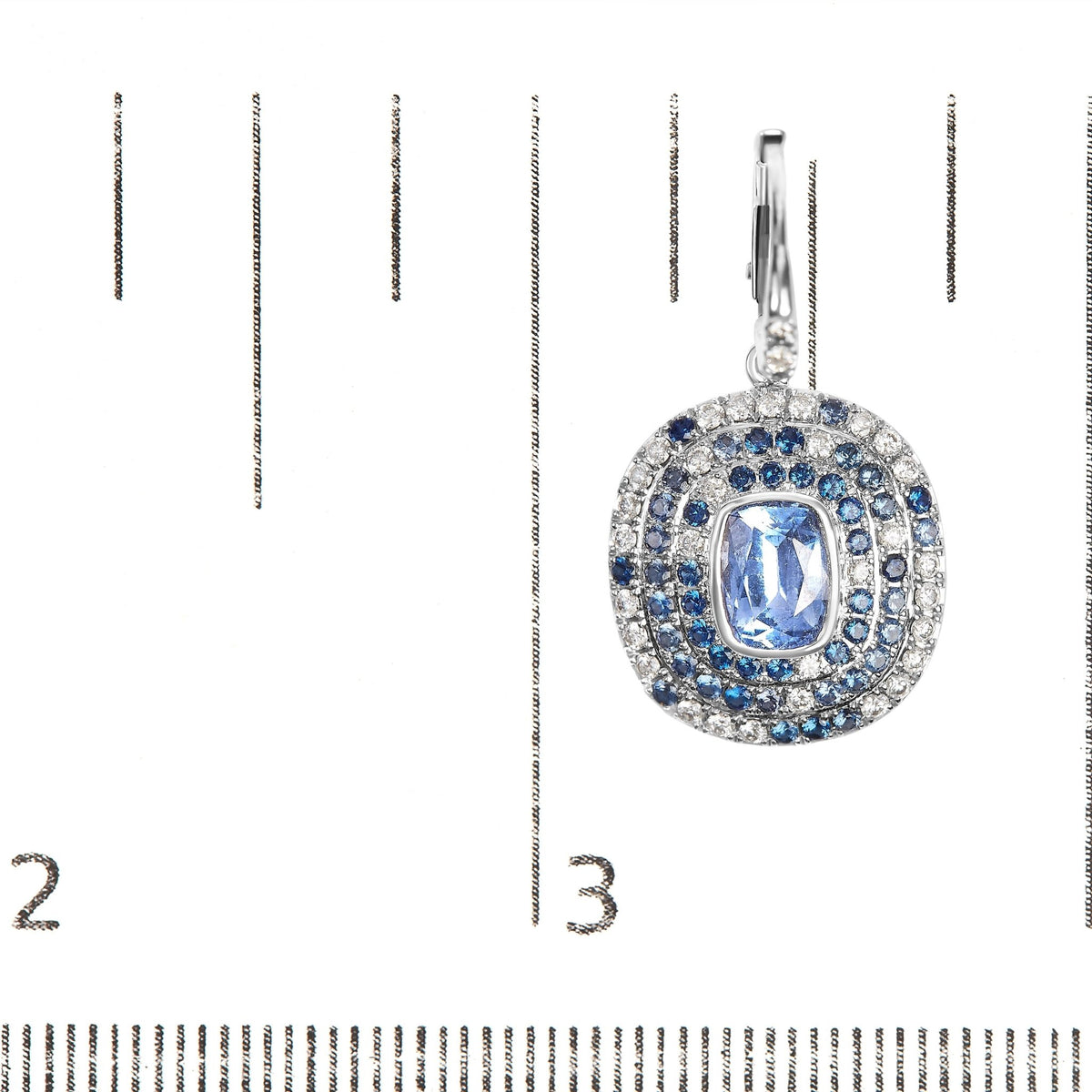 18K White Gold Natural Blue Sapphire and Diamond Scattered Halo Drop and Dangle Leverback Earrings (H - I Color, SI1 - SI2 Clarity) - LinkagejewelrydesignLinkagejewelrydesign