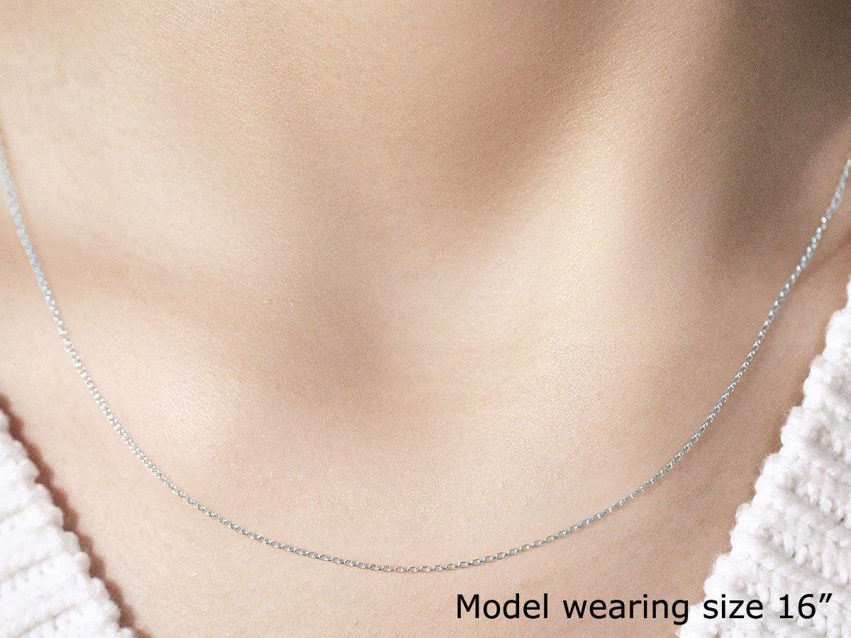 18k White Gold Round Cable Link Chain 0.97mm - LinkagejewelrydesignLinkagejewelrydesign