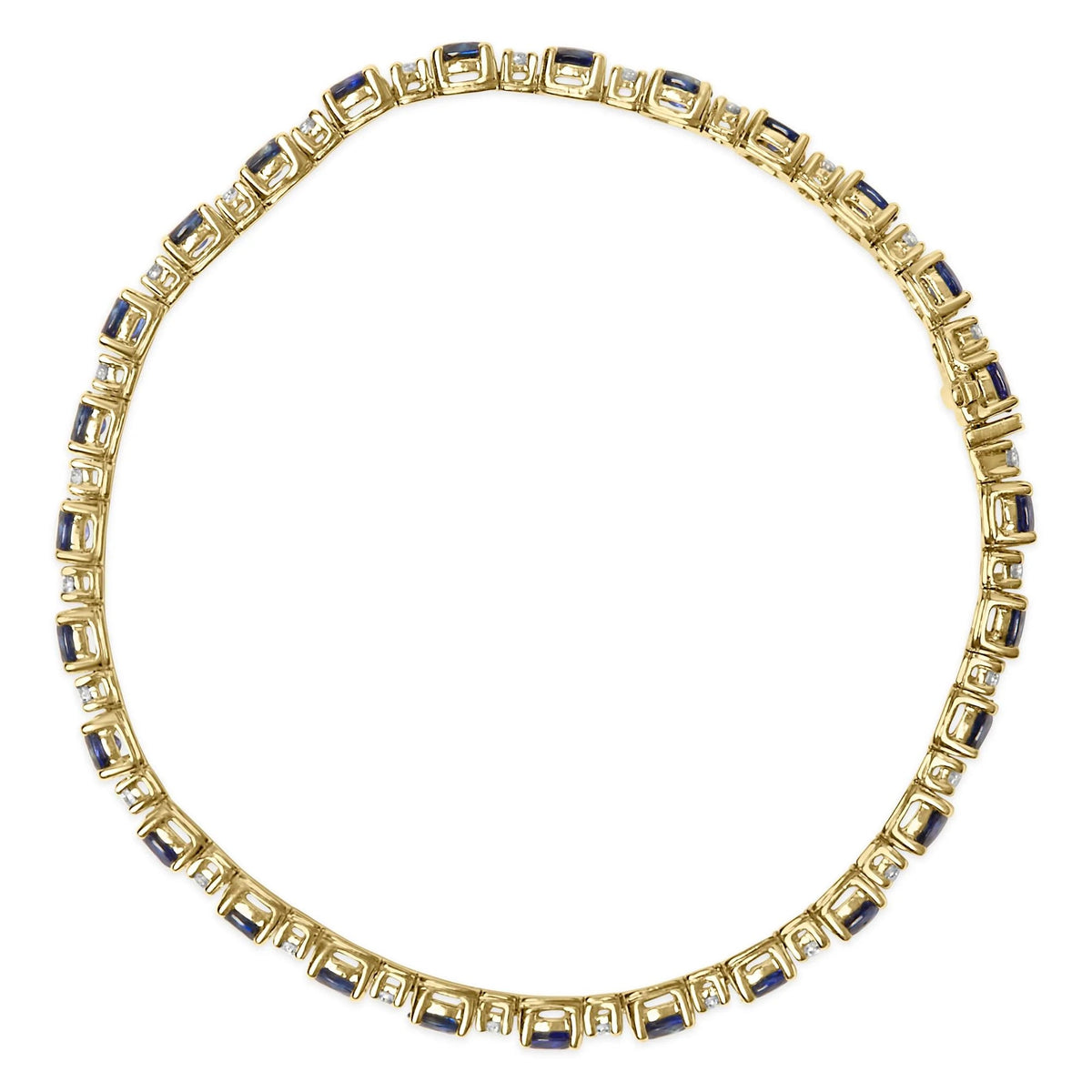18K Yellow Gold 3/4 Cttw Diamond and 5 1/3 Cttw Oval Blue Sapphire Alternating Link Bracelet (G - H Color, VS1 - VS2 Clarity) - 7.25&quot; Inches - LinkagejewelrydesignLinkagejewelrydesign