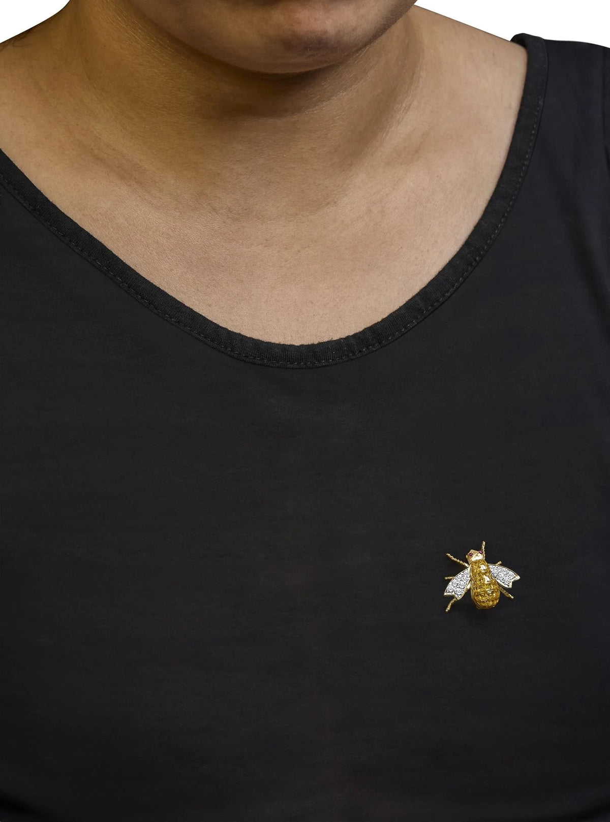 18K Yellow Gold 3/8 Cttw Diamond and 5 1/3 Cttw Yellow Sapphire Bumblebee Brooch Pin (F - G Color, VS2 - SI1 Clarity) - LinkagejewelrydesignLinkagejewelrydesign