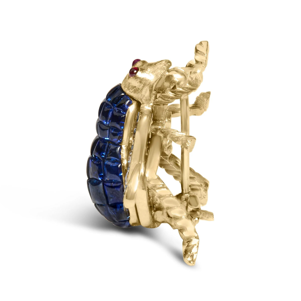 18K Yellow Gold 3/8 Cttw Diamond and 5 4/5 Cttw Blue Sapphire Bumblebee Brooch Pin (F - G Color, VS2 - SI1 Clarity) - LinkagejewelrydesignLinkagejewelrydesign