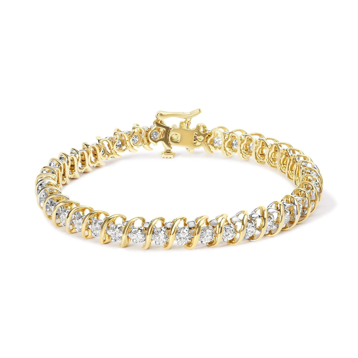 18K Yellow Gold 4.0 Cttw Round - Cut Diamond S - Link 7" Inch Tennis Bracelet (I - J Color, SI1 - SI2 Clarity) - LinkagejewelrydesignLinkagejewelrydesign