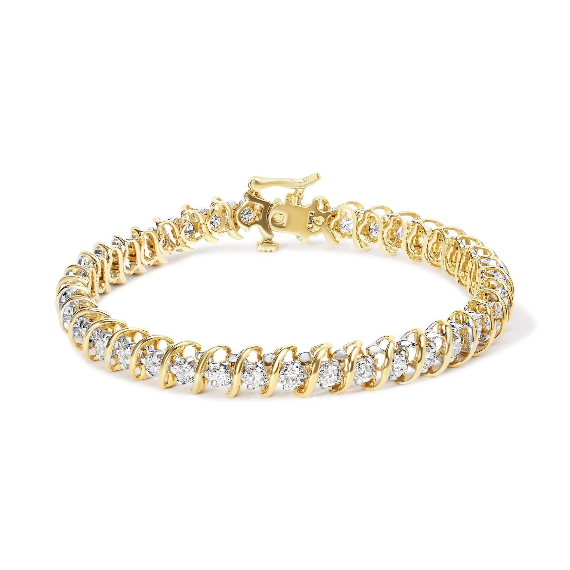 18K Yellow Gold 4.0 Cttw Round - Cut Diamond S - Link 7" Inch Tennis Bracelet (I - J Color, SI1 - SI2 Clarity) - LinkagejewelrydesignLinkagejewelrydesign