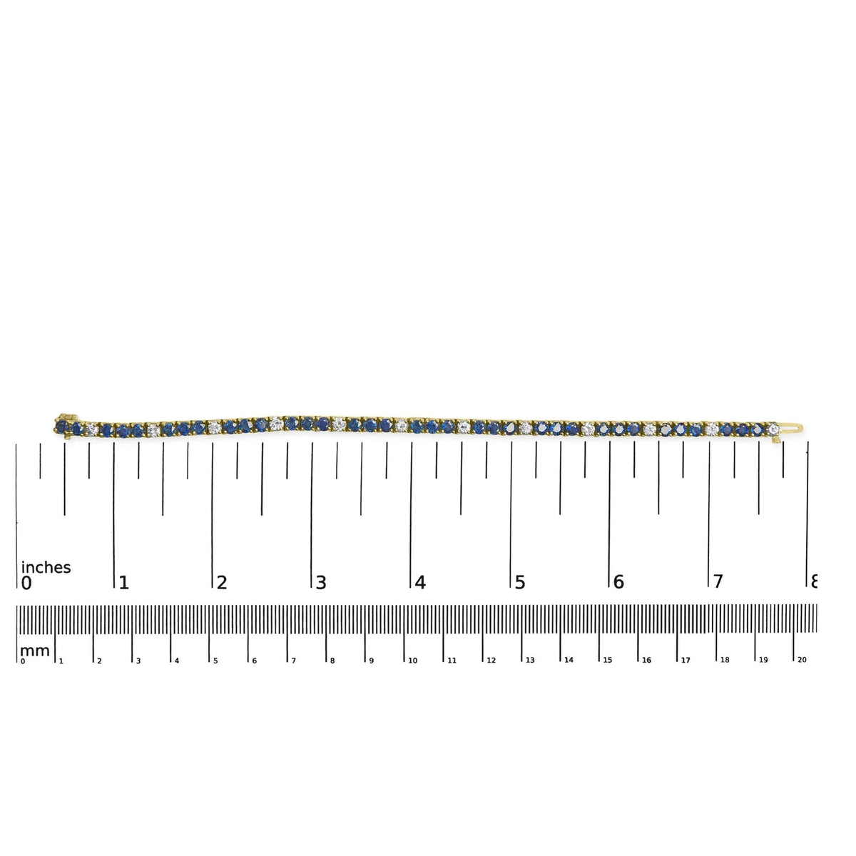 18K Yellow Gold Alternating 1 1/5 Cttw Diamond and 3X3 MM Blue Sapphire Tennis Bracelet (G - H Color, VS1 - VS2 Clarity) - 7&quot; Inches - LinkagejewelrydesignLinkagejewelrydesign