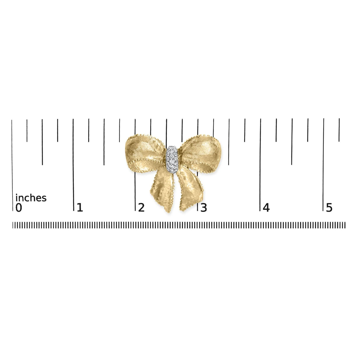 18K Yellow Gold and 3/5 Cttw Diamond Bow Pin Brooch (G - H Color, VS1 - VS2 Clarity) - LinkagejewelrydesignLinkagejewelrydesign