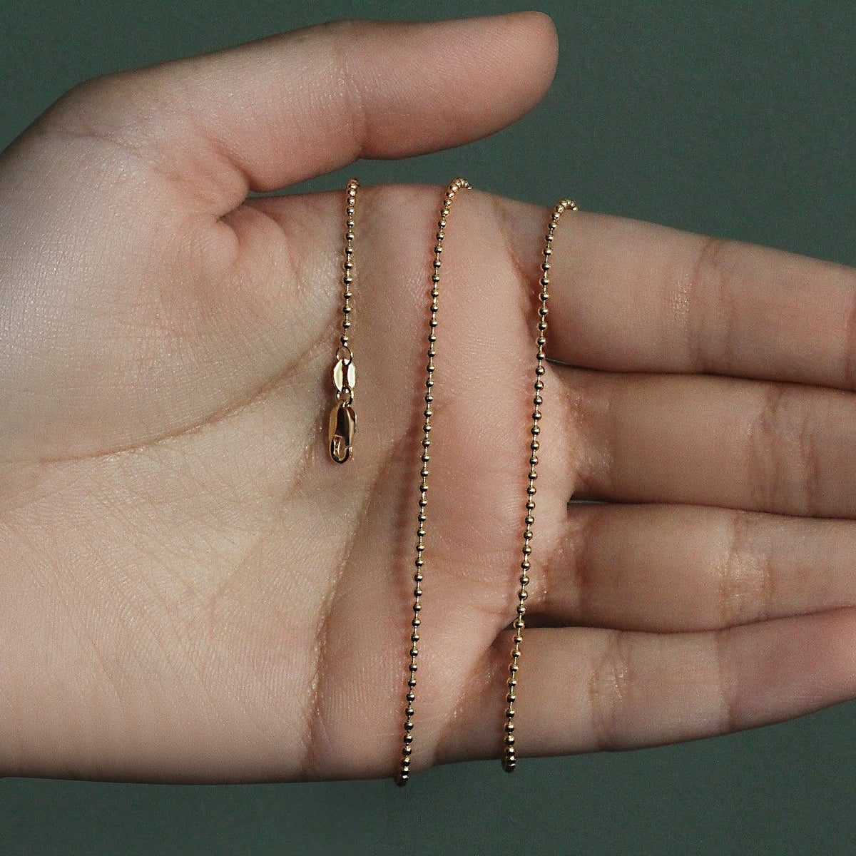 18k Yellow Gold Bead Chain 1.5mm (1.50 mm) - LinkagejewelrydesignLinkagejewelrydesign