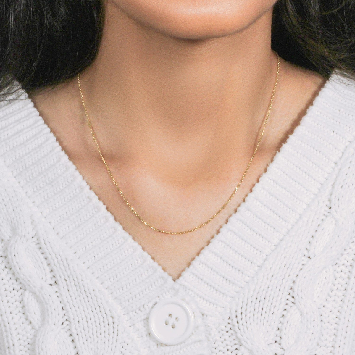18k Yellow Gold Cable Chain 1.1mm - LinkagejewelrydesignLinkagejewelrydesign