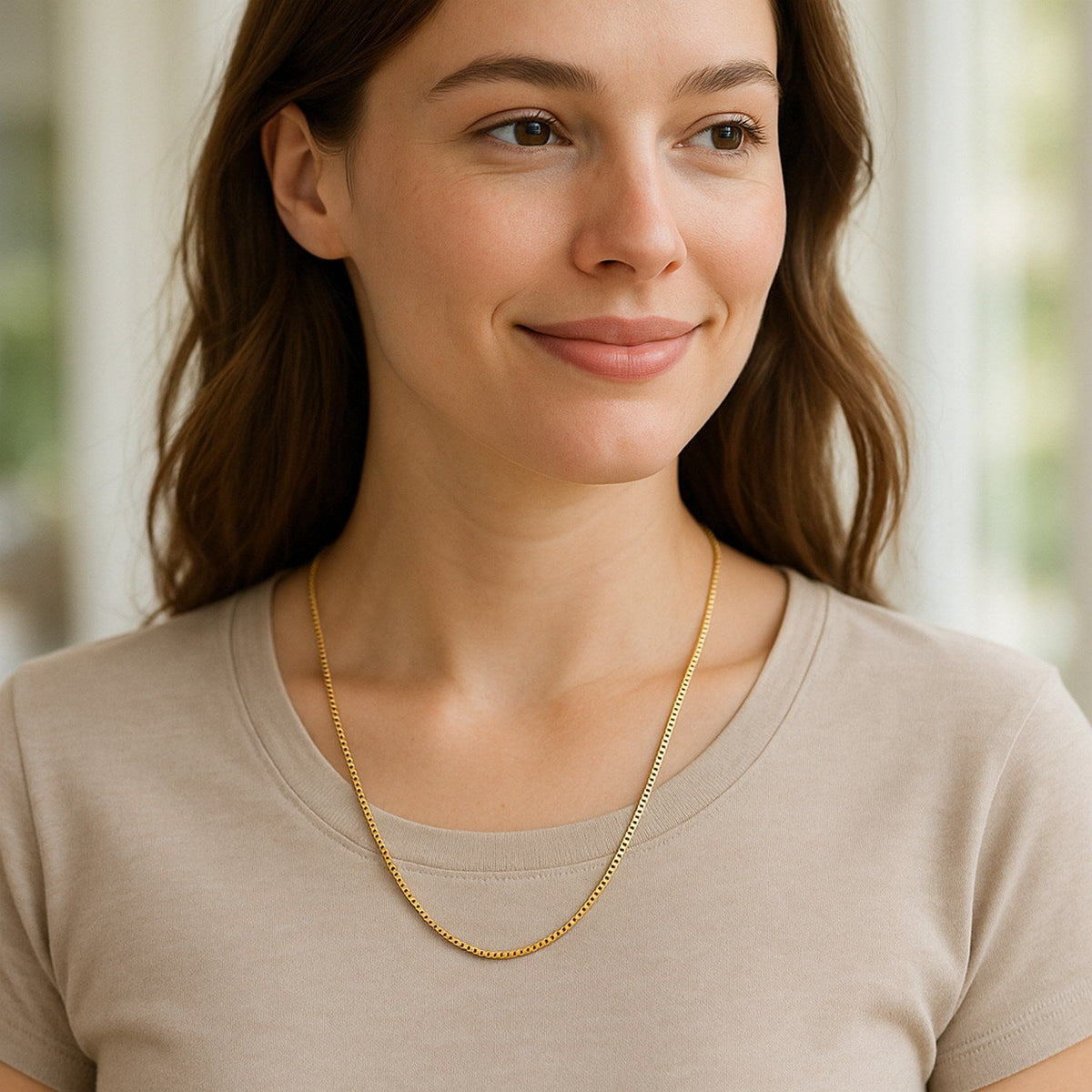 18k Yellow Gold Classic Box Chain (1.40 mm) - LinkagejewelrydesignLinkagejewelrydesign