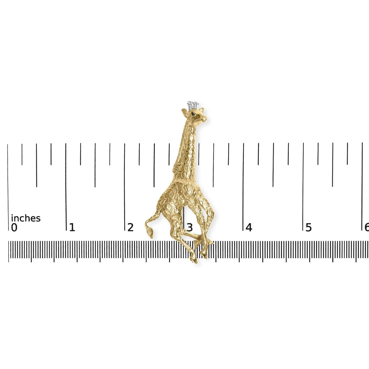 18K Yellow Gold Diamond Accent and Blue Sapphire Giraffe Pin Brooch (G - H Color, VS2 - SI1 Clarity) - LinkagejewelrydesignLinkagejewelrydesign